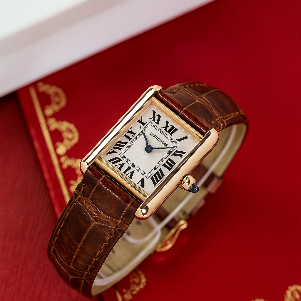 Cartier Paris Brown Gold 10 ( Men's Watch )