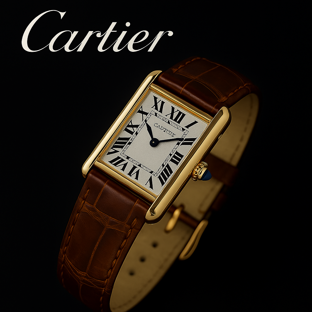 Cartier Paris Brown Gold 10 ( Men's Watch )